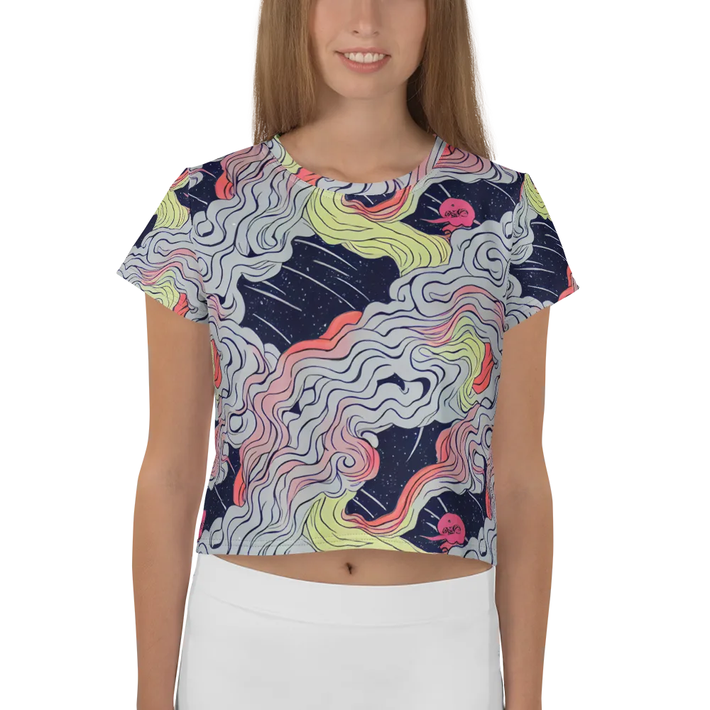Stardust Drapery on Crop Tee — Front