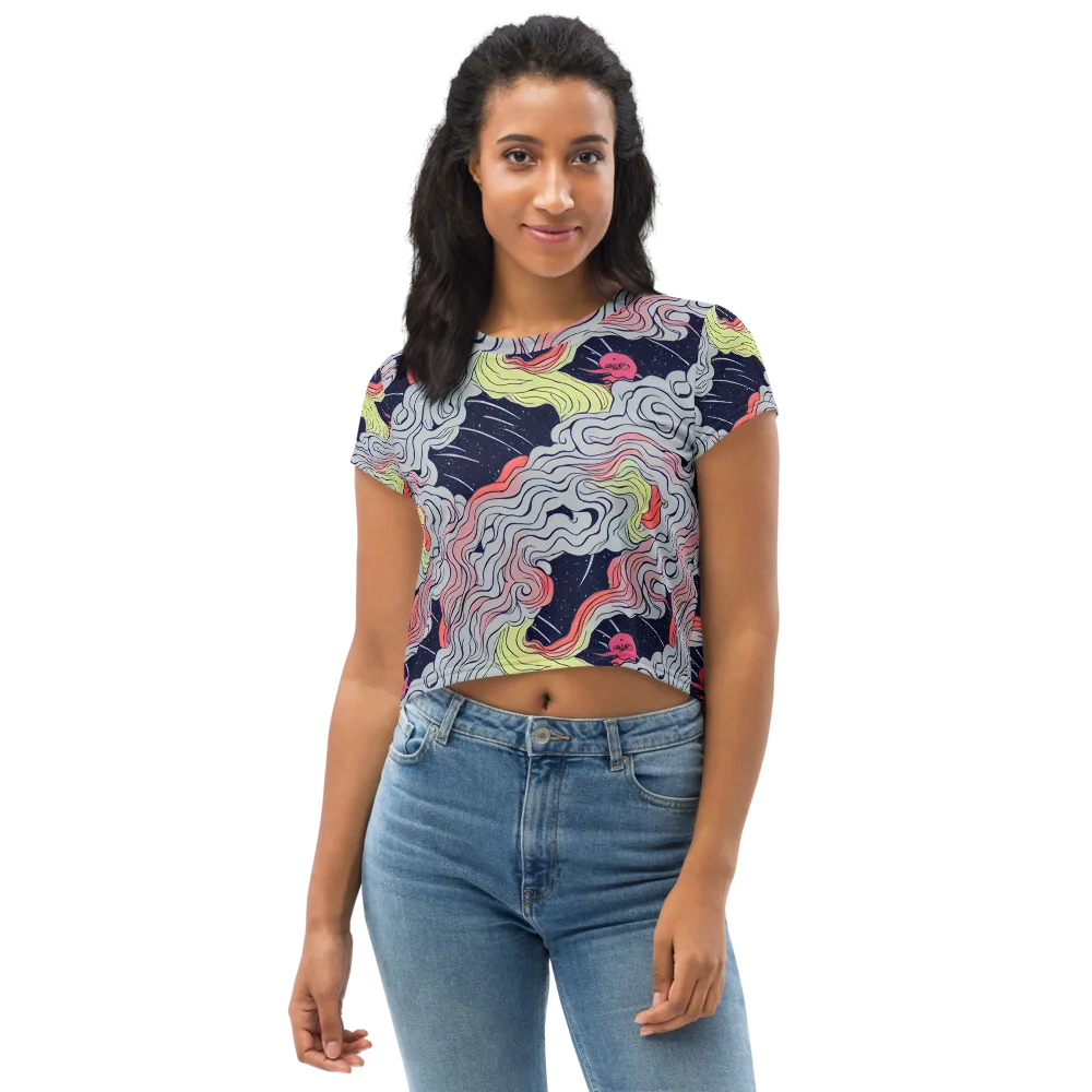 Stardust Drapery on Crop Tee — Front