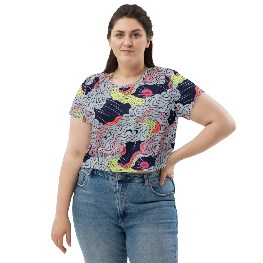 Stardust Drapery on Crop Tee — Front