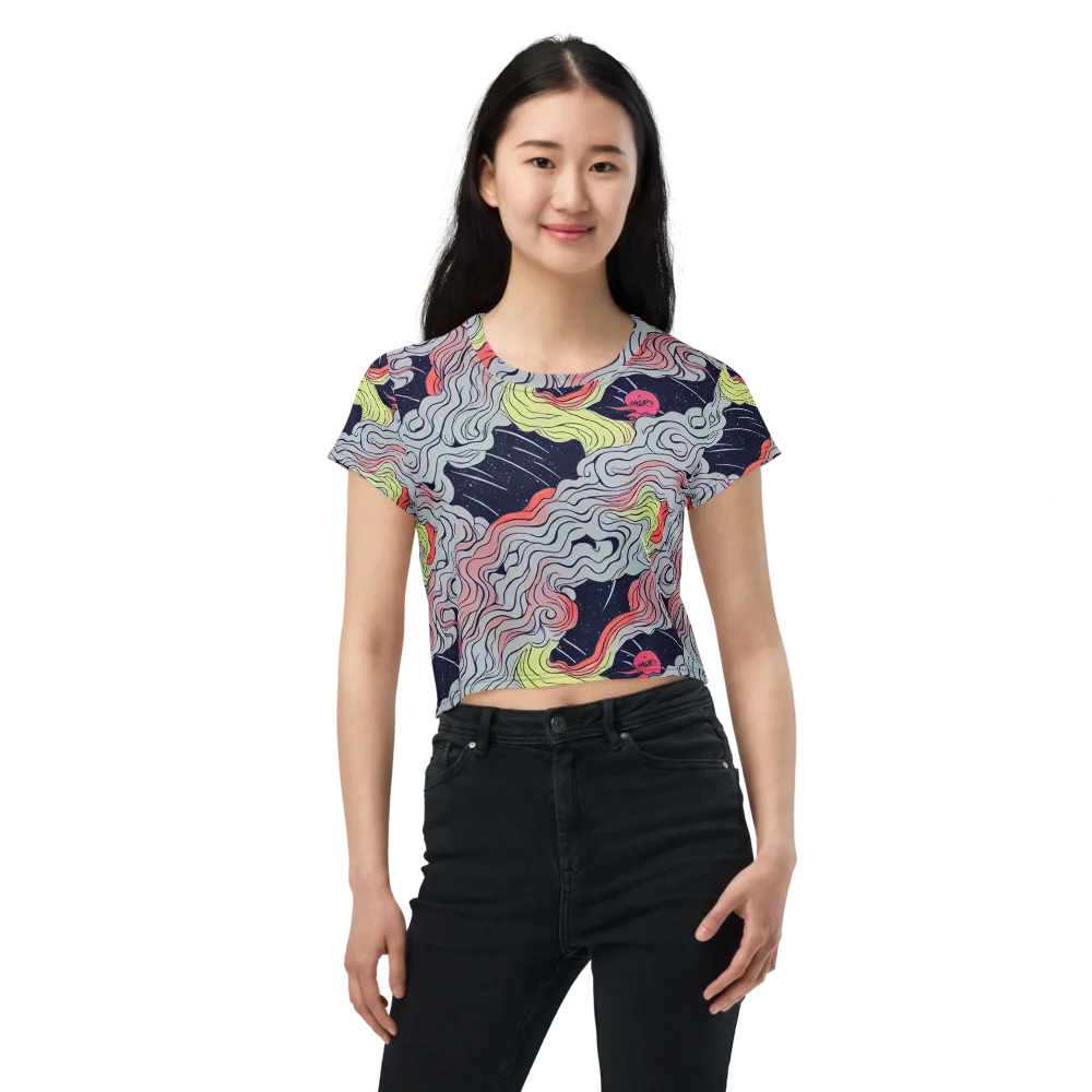 Stardust Drapery on Crop Tee — Front