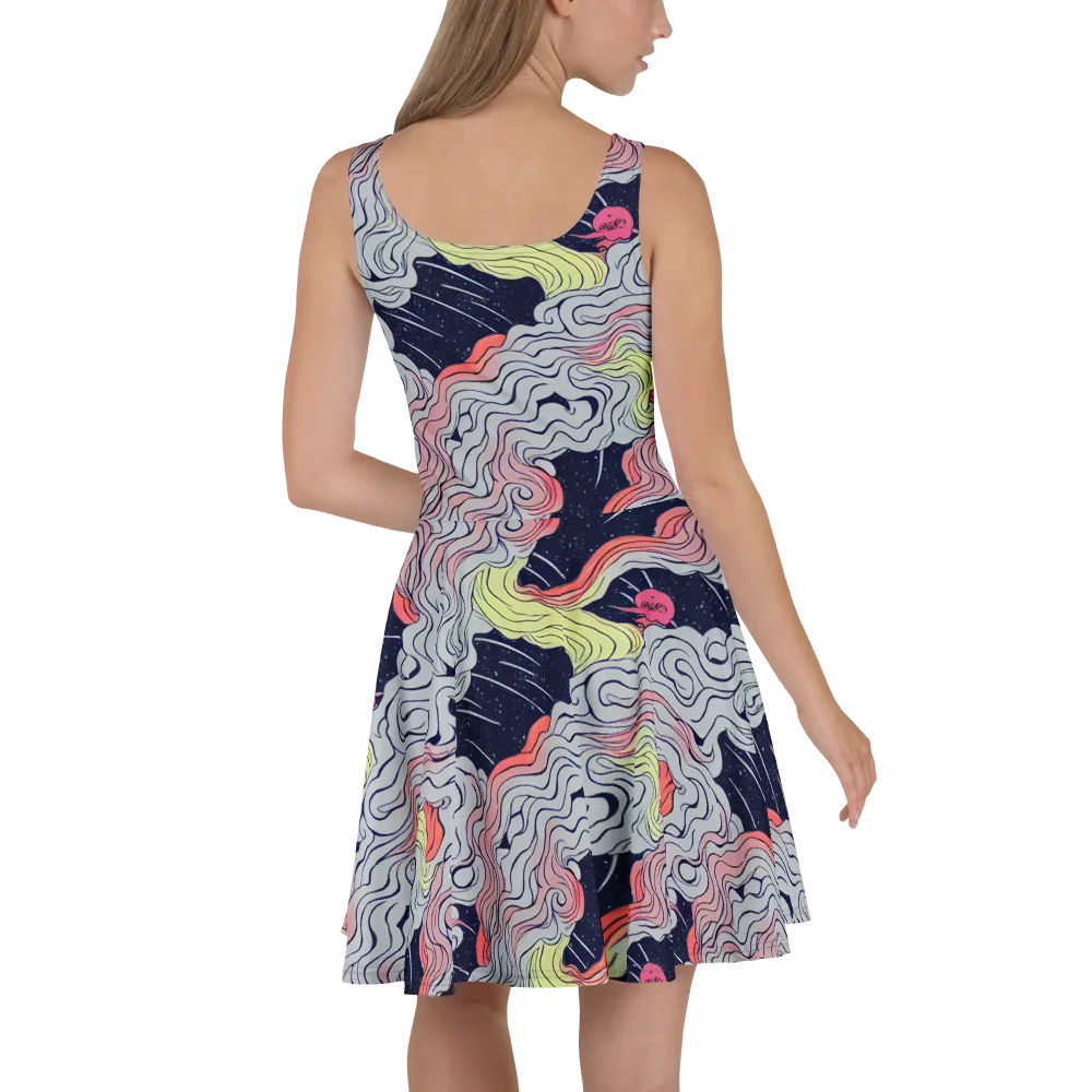 Stardust Drapery on Skater Dress — Back