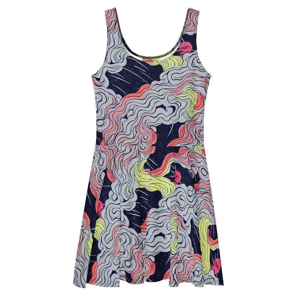 Stardust Drapery on Skater Dress — Front