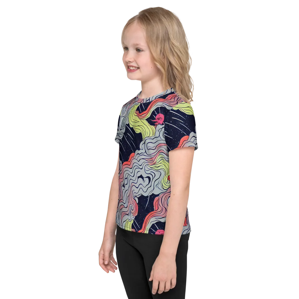 Stardust Drapery on Kids Crew Neck T-Shirt — Left