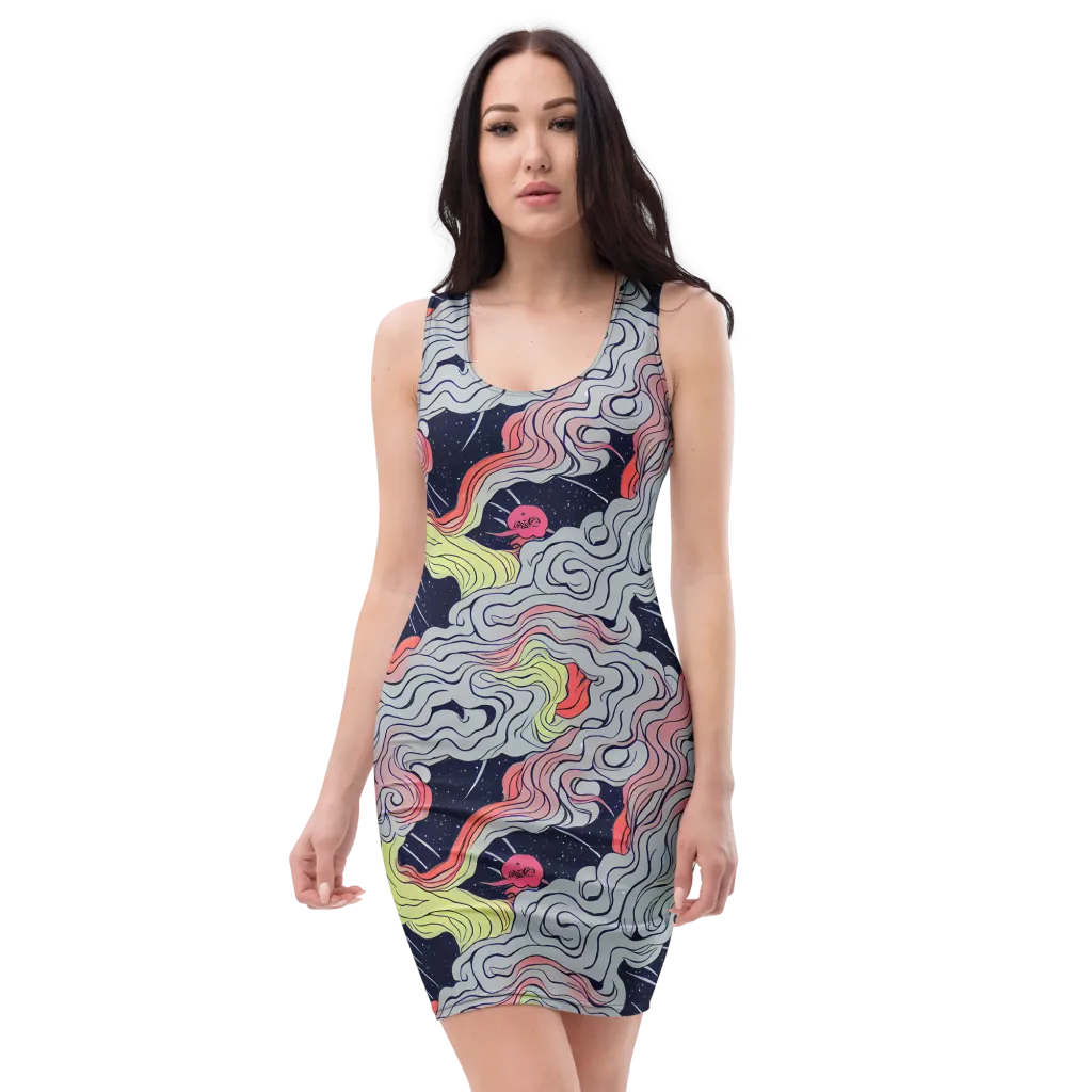 Stardust Drapery on Bodycon Dress — Front