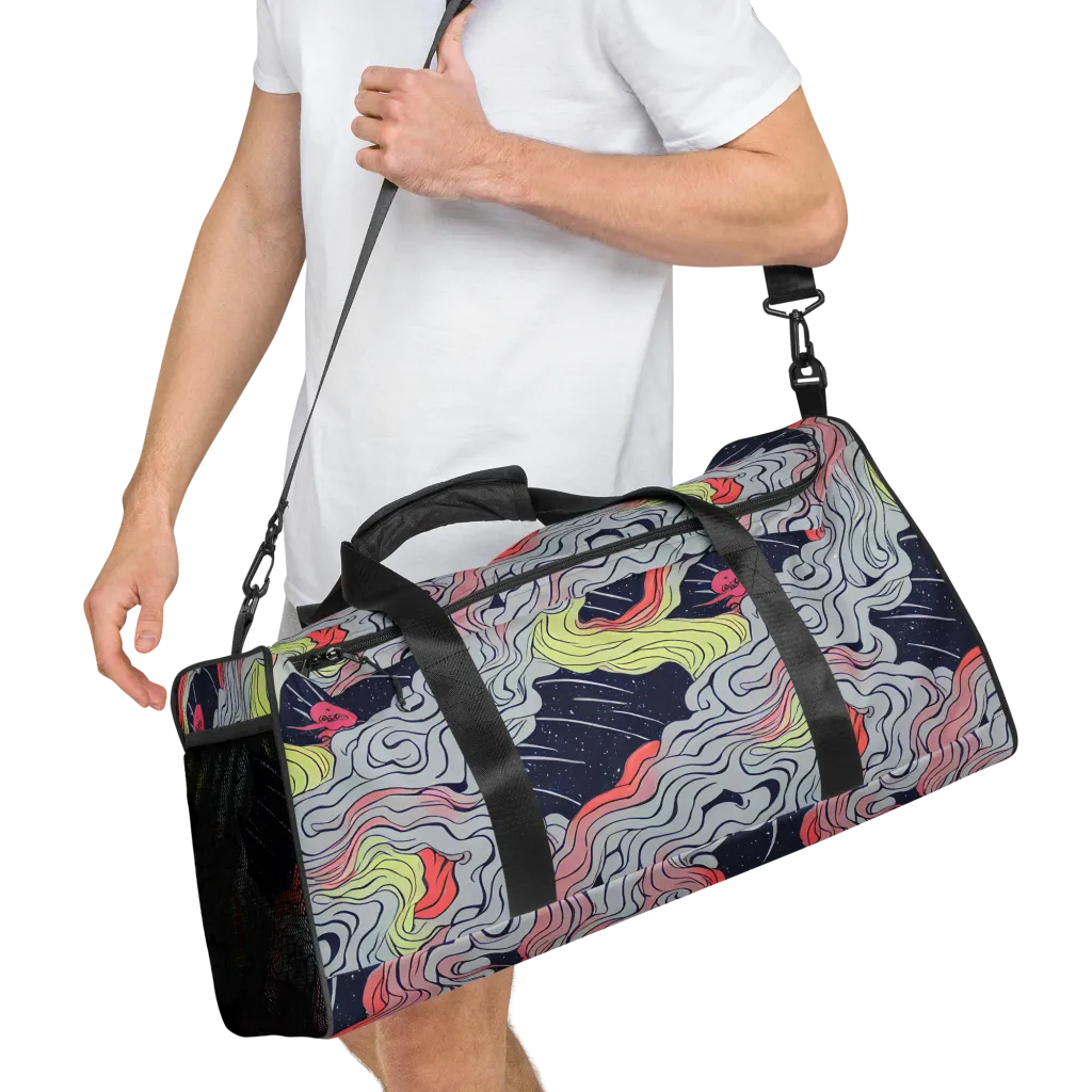Stardust Drapery on Duffle Bag — Right Front