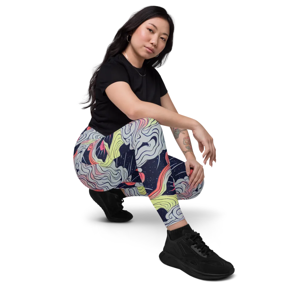 Stardust Drapery on Leggings with Pockets — Right Front