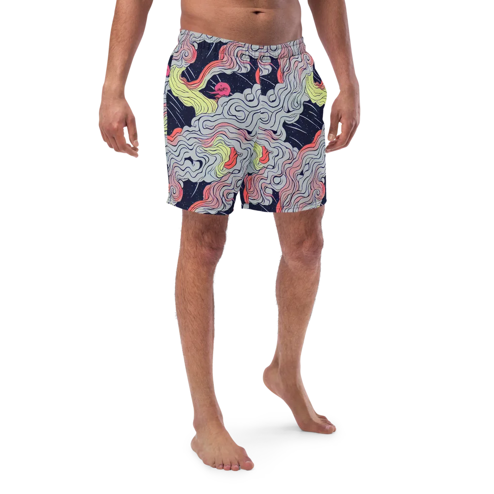 Stardust Drapery on Swim Trunks — Front