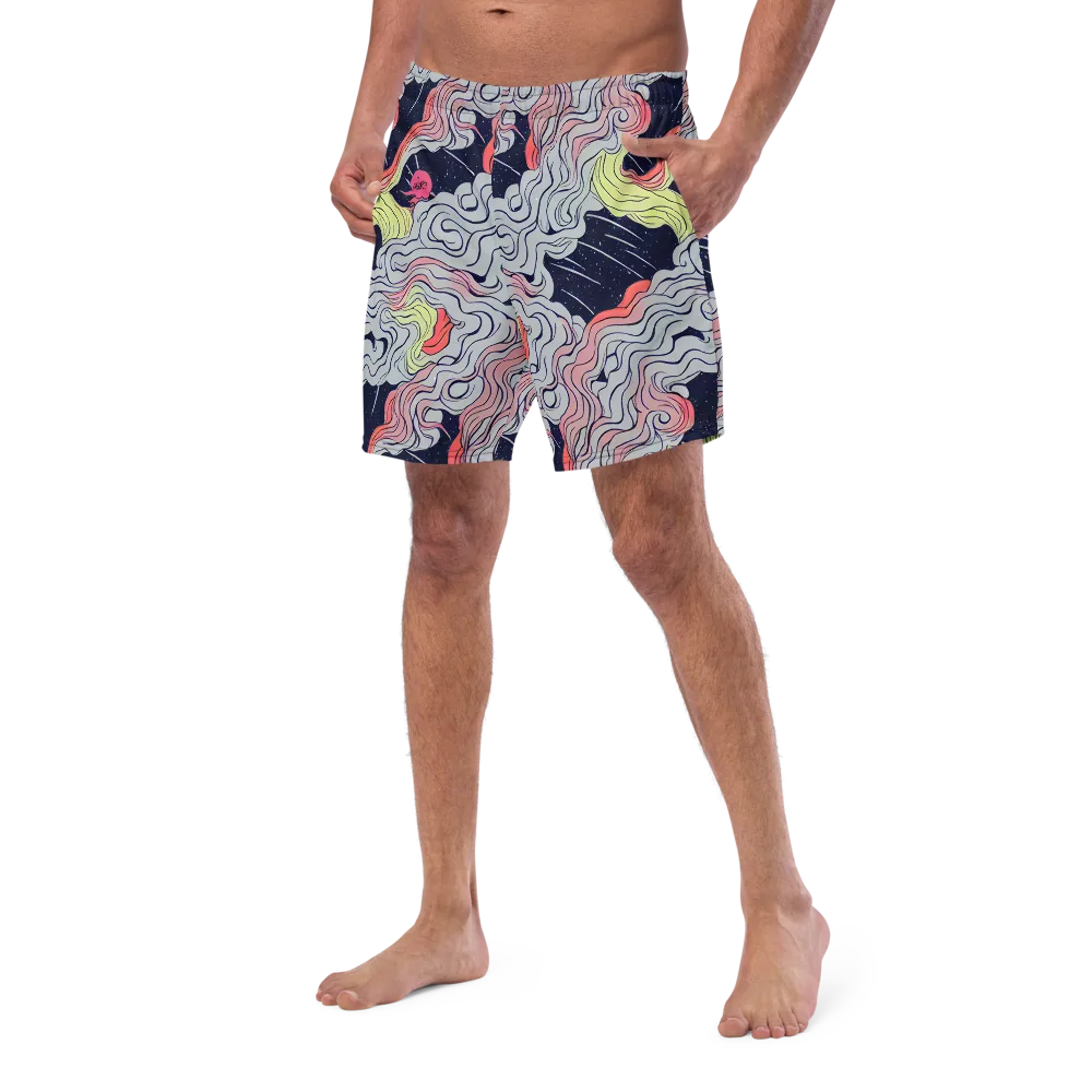 Stardust Drapery on Swim Trunks — Left Front