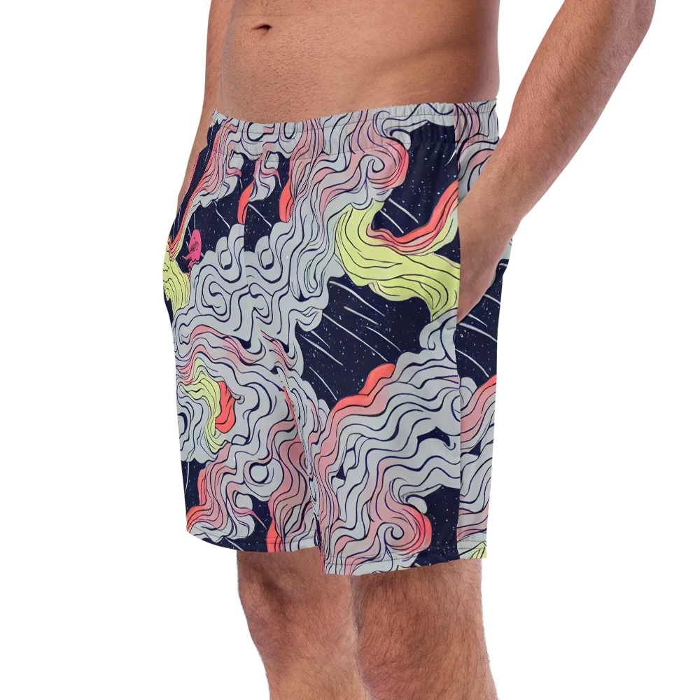 Stardust Drapery on Swim Trunks — Left Front