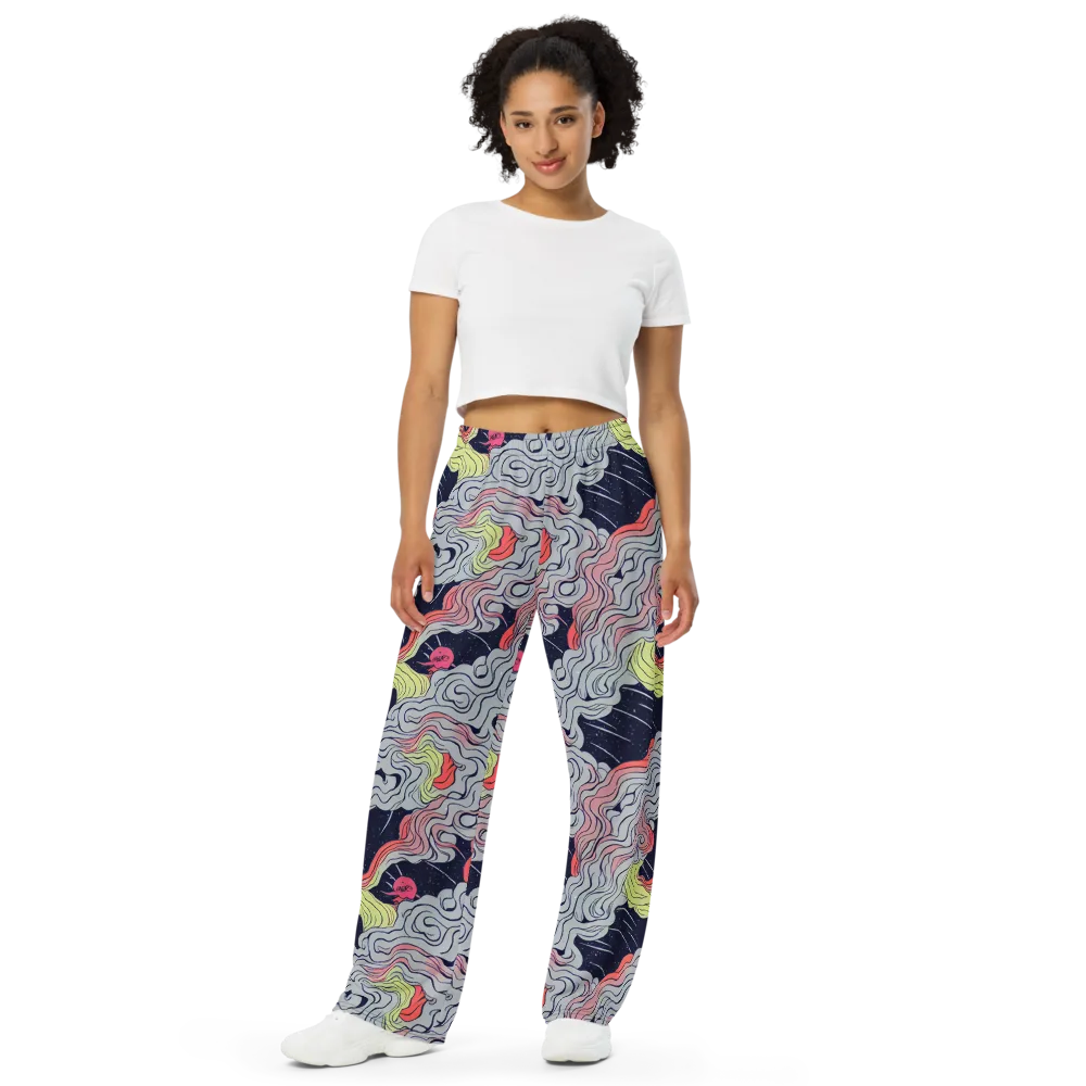 Stardust Drapery on Wide-Leg Pants — Front