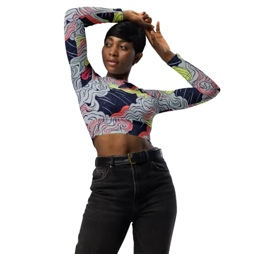 Stardust Drapery on a Long Sleeve Crop Top