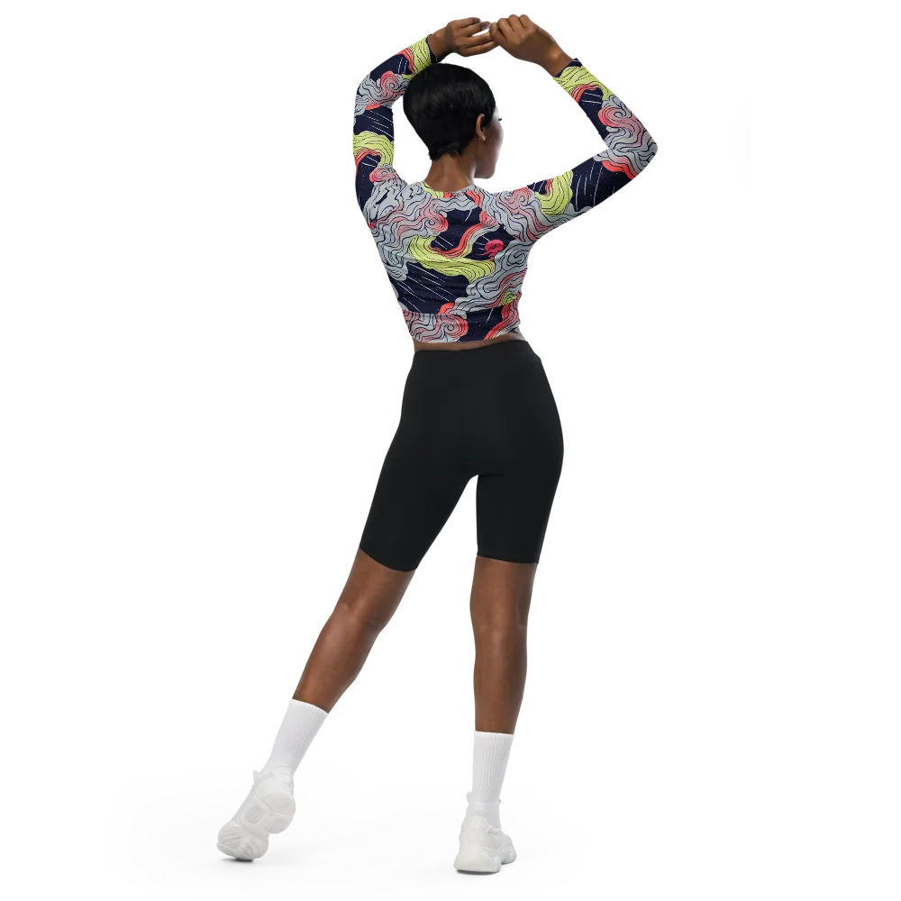 Stardust Drapery on Long Sleeve Crop Top — Back