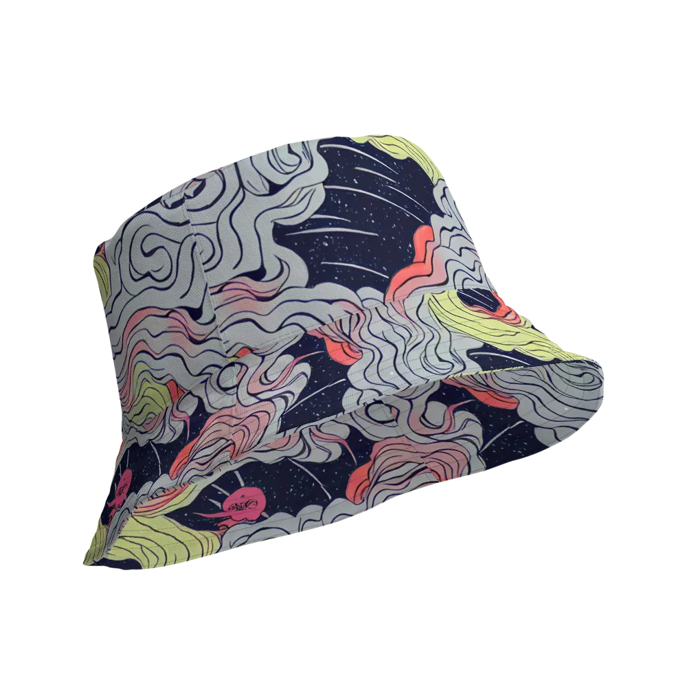 Stardust Drapery on Reversible Bucket Hat — Product details Outside