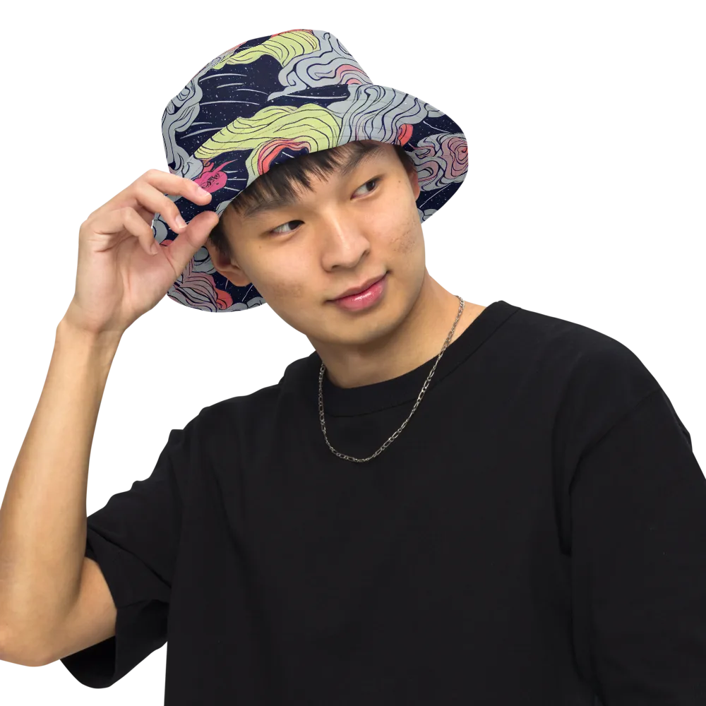 Stardust Drapery on Reversible Bucket Hat — Front Inside