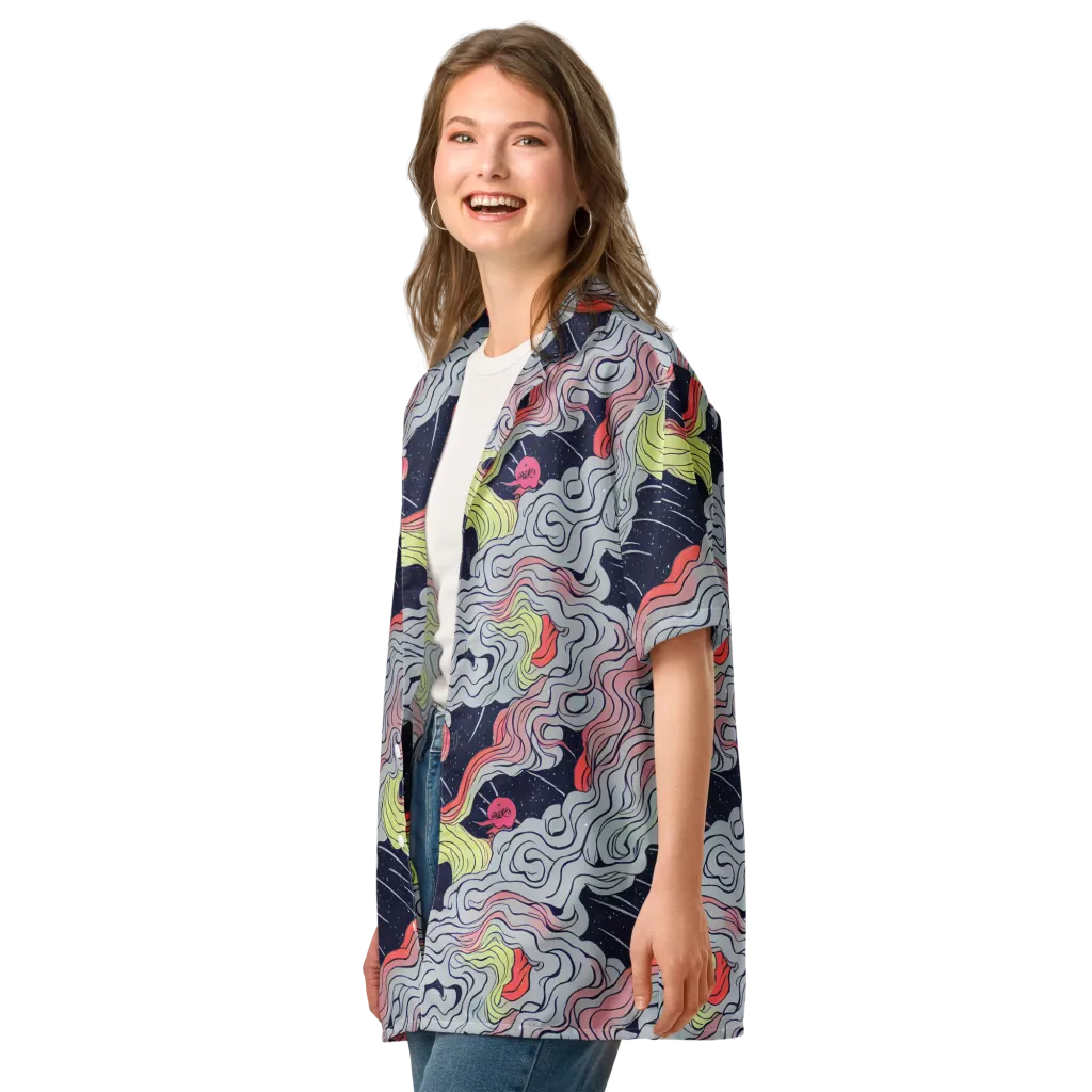 Stardust Drapery on Button Shirt — Left Front