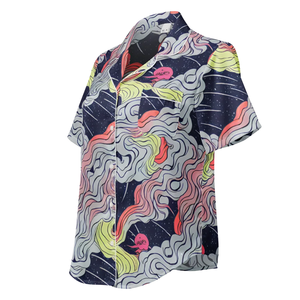 Stardust Drapery on Women's Short Sleeve Pajama Top — Left Front