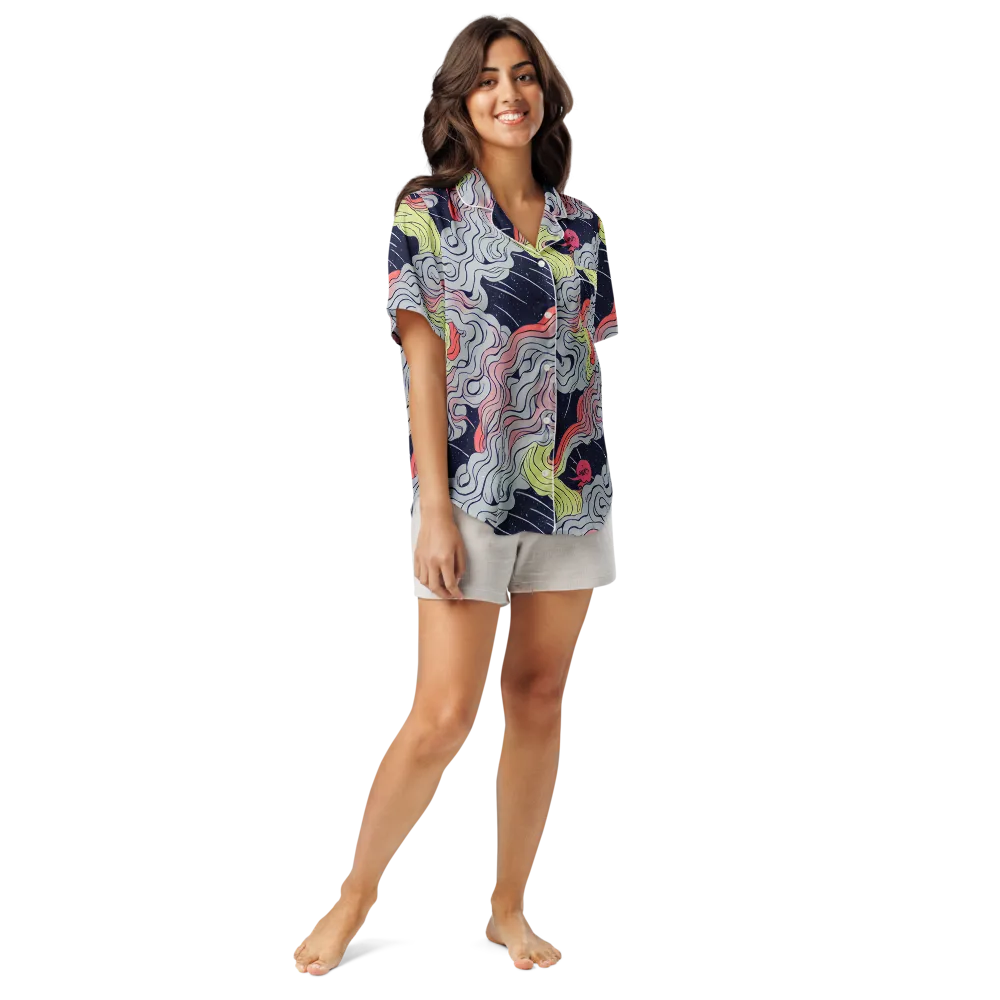 Stardust Drapery on Women's Short Sleeve Pajama Top — Front