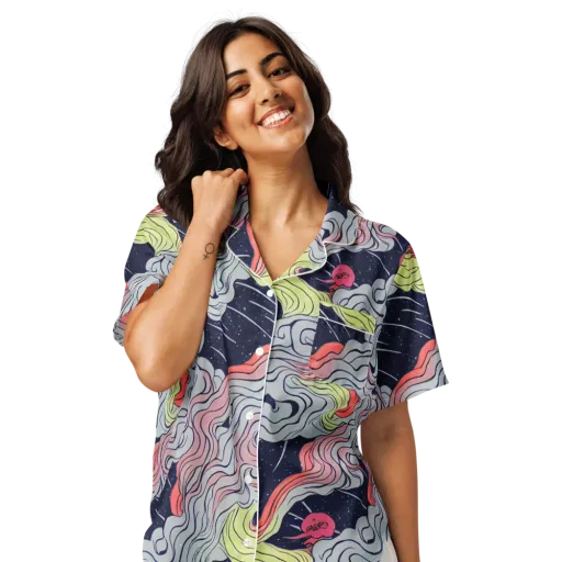 Stardust Drapery on a Women's Short Sleeve Pajama Top