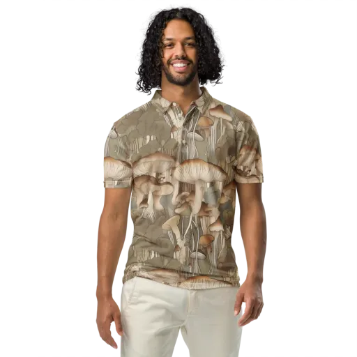 Fungal Reverie on a Men's Slim Fit Polo Shirt