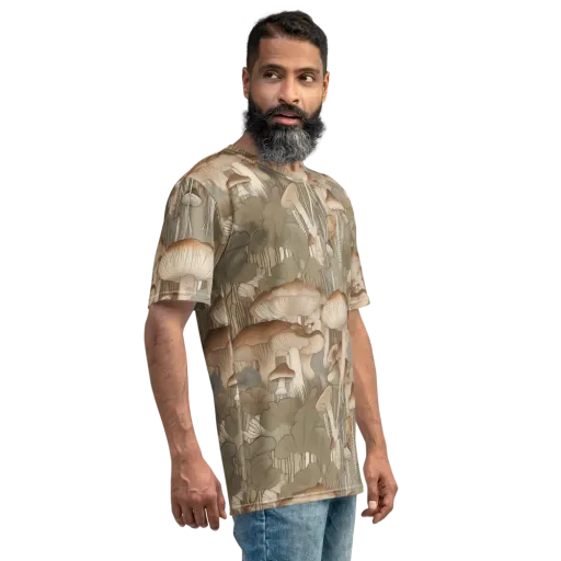 Fungal Reverie on a Men's Crew Neck T-Shirt