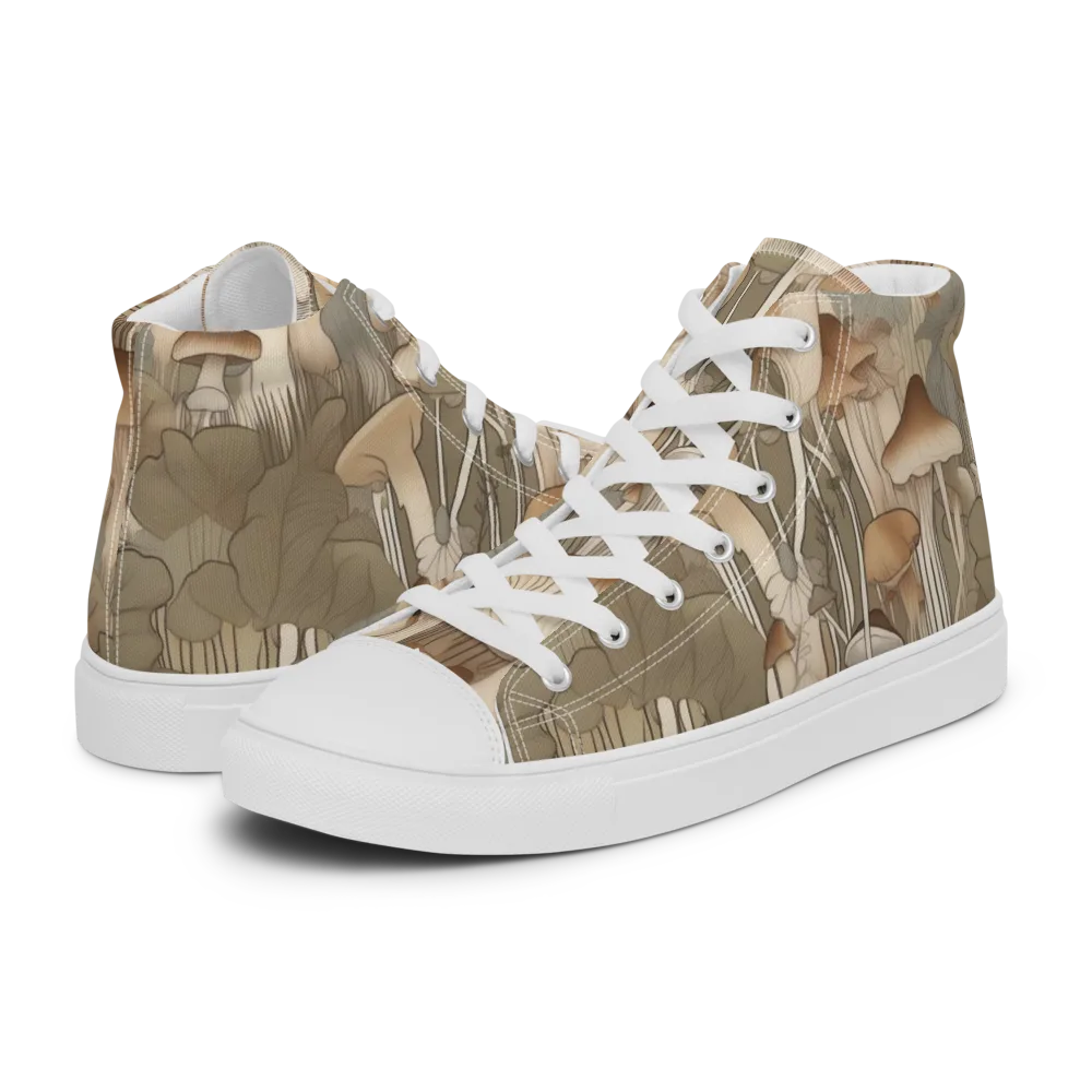 Fungal Reverie on Men's High Top Canvas Shoes — Left