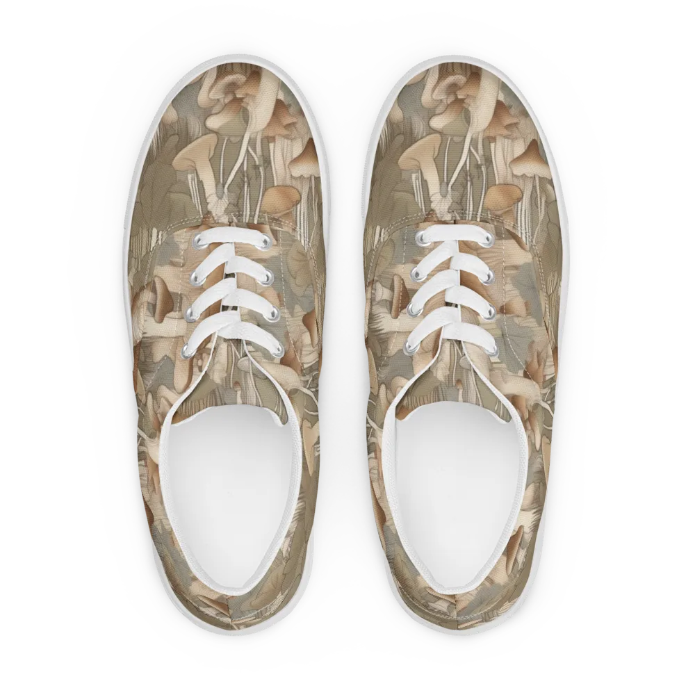 Fungal Reverie on Men's Lace-Up Canvas Shoes — Front