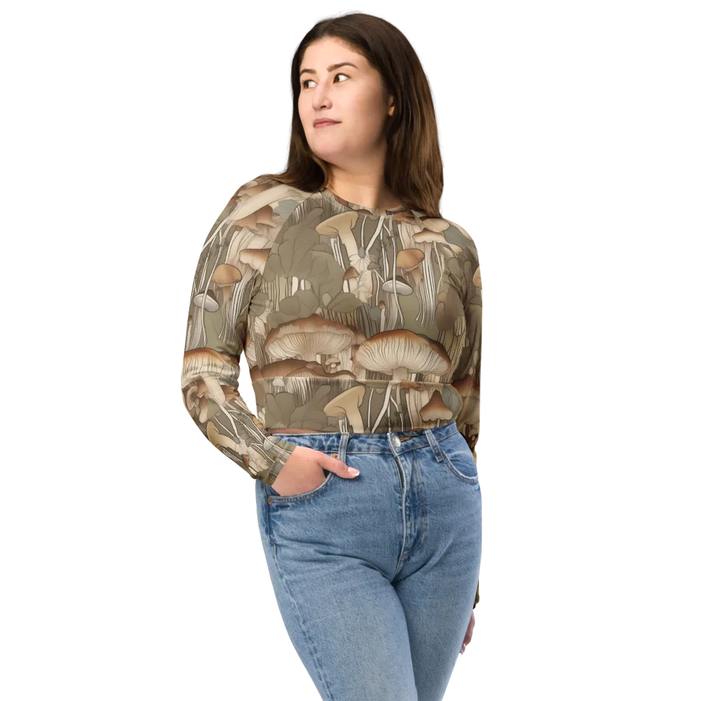 Fungal Reverie on Long Sleeve Crop Top — Front