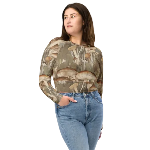 Fungal Reverie on a Long Sleeve Crop Top