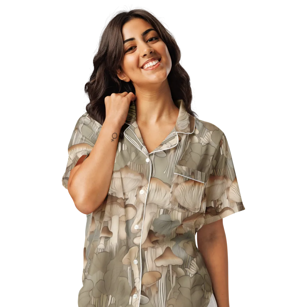 Fungal Reverie on Women's Short Sleeve Pajama Top — Front