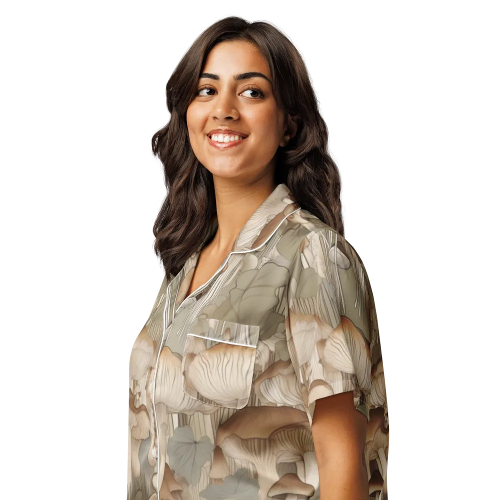 Fungal Reverie on Women's Short Sleeve Pajama Top — Left Front