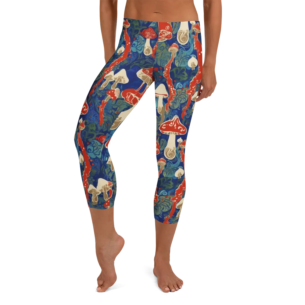Scarlet Spore Garden on Capri Leggings — Front