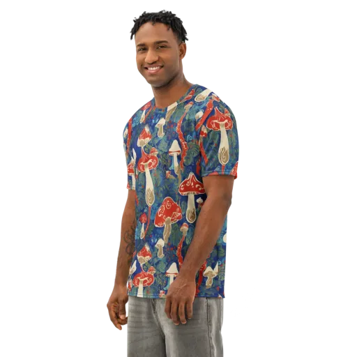 Scarlet Spore Garden on a Men's Cotton Crew Neck T-Shirt