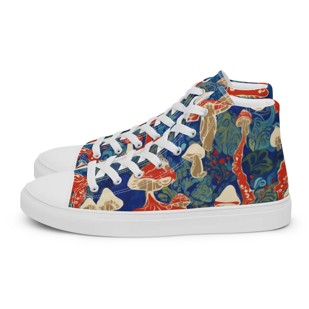 Scarlet Spore Garden on Men's High Top Canvas Shoes — Left