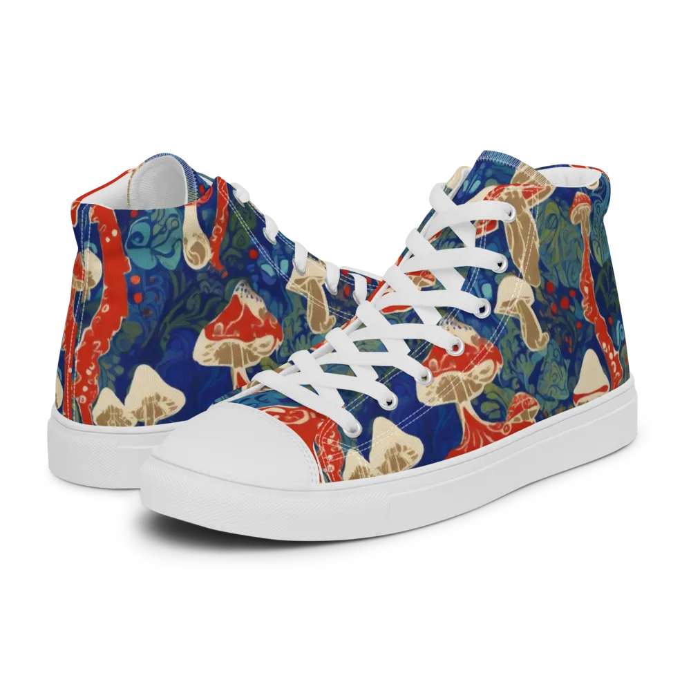 Scarlet Spore Garden on Men's High Top Canvas Shoes — Left