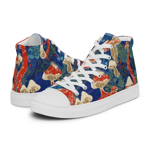 Scarlet Spore Garden on a Men's High Top Canvas Shoes