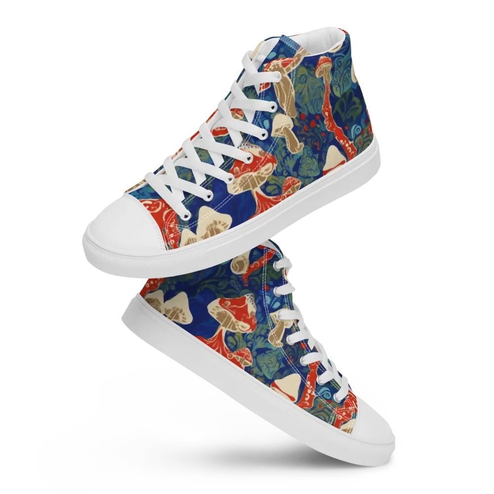 Scarlet Spore Garden on Men's High Top Canvas Shoes — Front
