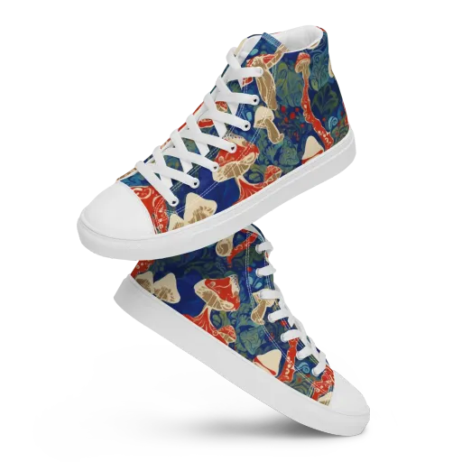 Scarlet Spore Garden on a Women's High Top Canvas Shoes