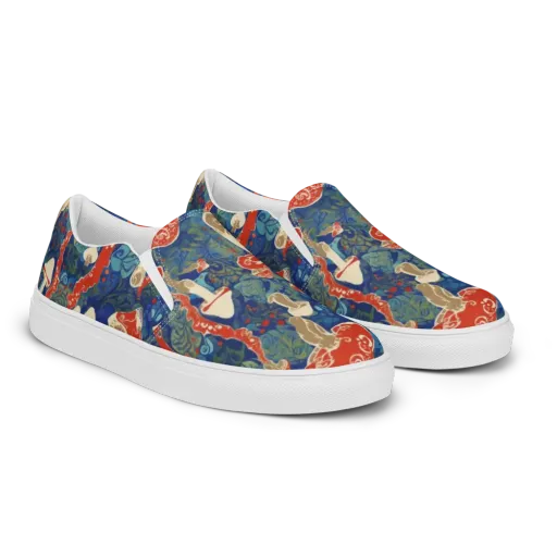 Scarlet Spore Garden on a Men's Slip-On Canvas Shoes
