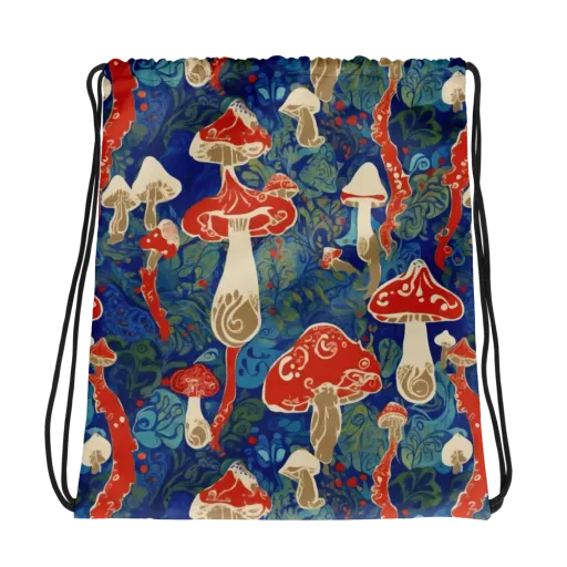 Scarlet Spore Garden on a Drawstring Bag