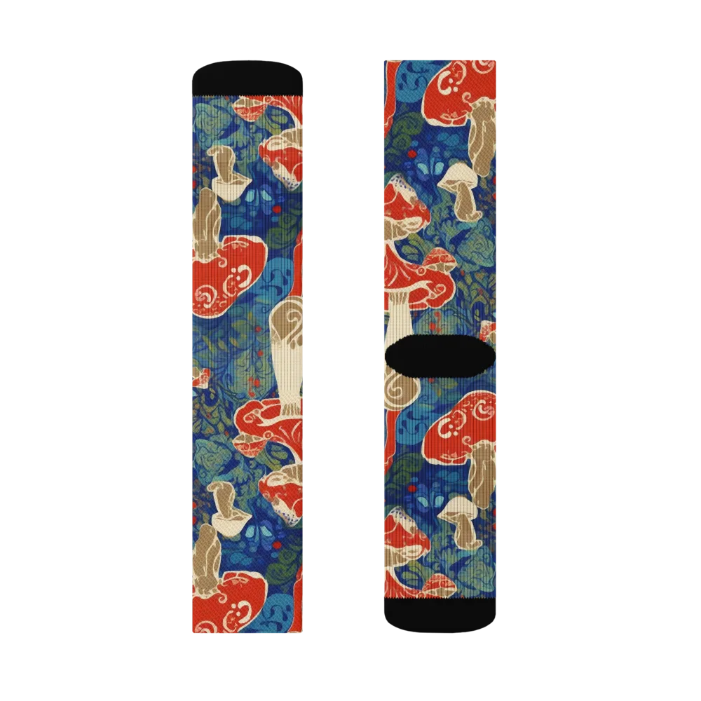 Scarlet Spore Garden on Socks — Left Sock
