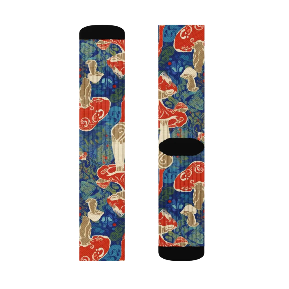 Scarlet Spore Garden on Socks — Right Sock