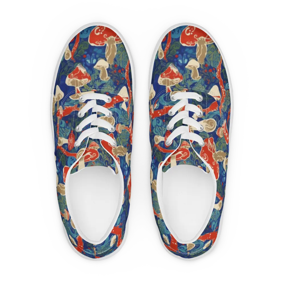 Scarlet Spore Garden on Men's Lace-Up Canvas Shoes — Front