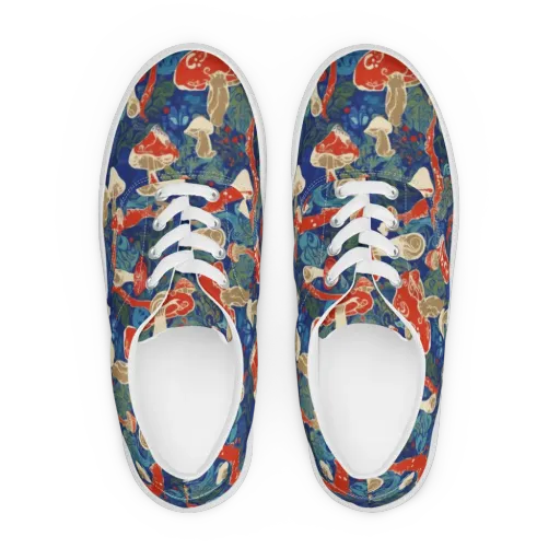 Scarlet Spore Garden on a Men's Lace-Up Canvas Shoes