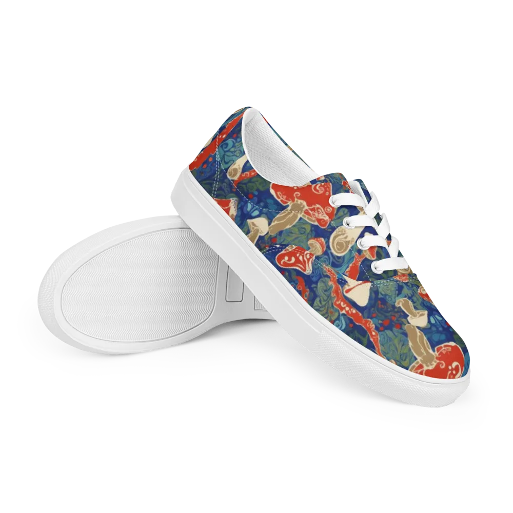 Scarlet Spore Garden on Men's Lace-Up Canvas Shoes — Right Front