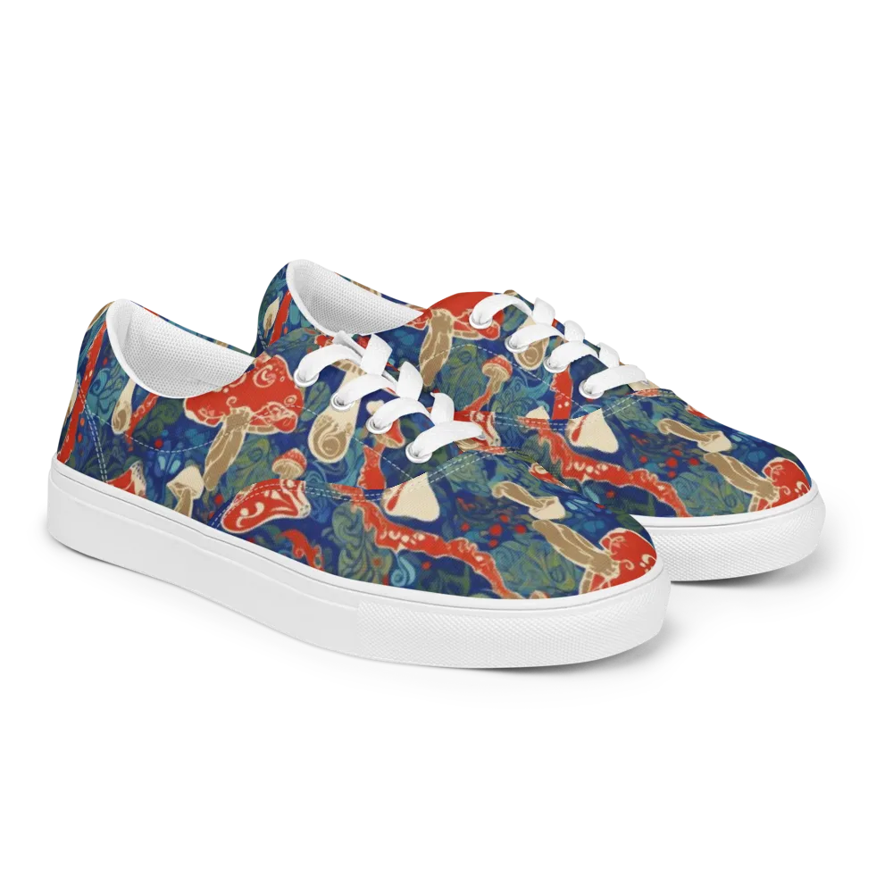 Scarlet Spore Garden on Men's Lace-Up Canvas Shoes — Right Front