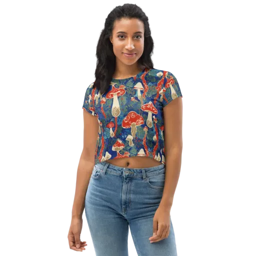 Scarlet Spore Garden on a Crop Tee