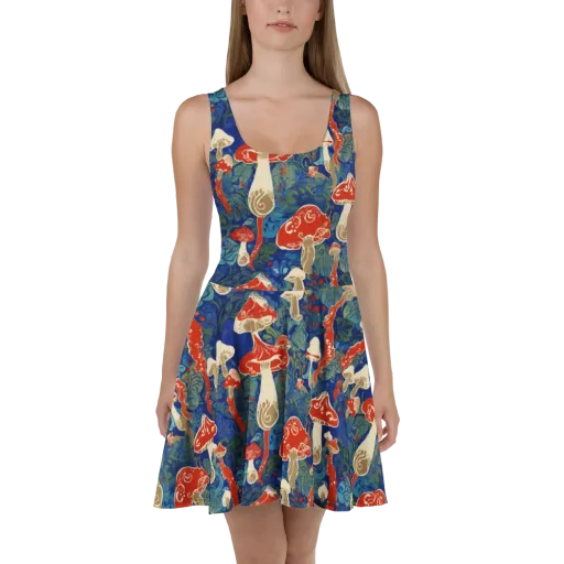 Scarlet Spore Garden on a Skater Dress