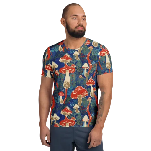 Scarlet Spore Garden on a Men's Athletic T-Shirt