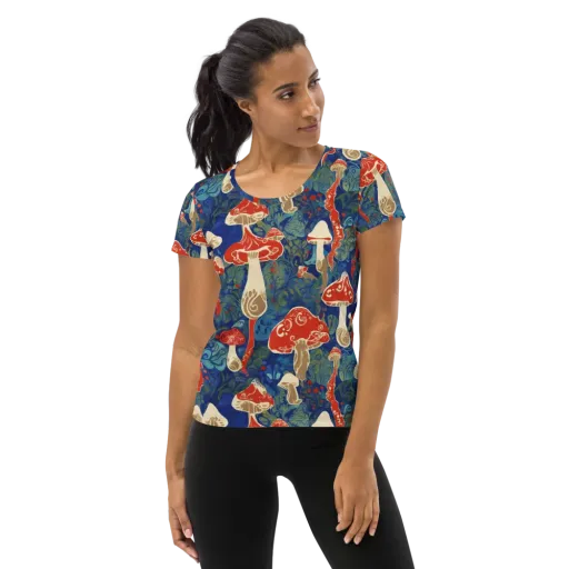 Scarlet Spore Garden on a Women's Athletic T-Shirt