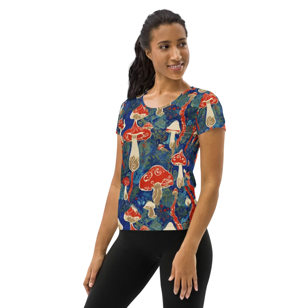 Scarlet Spore Garden on Women's Athletic T-Shirt — Left